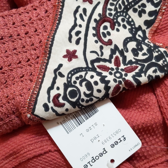 FREE PEOPLE Bandana-Cuff Waffle-Knit Thermal (Large) - Picture 8 of 10